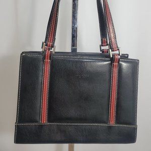 Kate Spade New York Handbag Black leather with red straps with white stitching